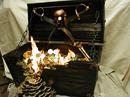 The Pirate Captain Jacks Flaming Treasure Chest.