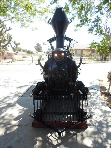 S.S. Rotisserie 3 levels of grill racks Antique Steampunk Train Locomotive with Horns and Baroque Cowcatcher , Dinner Bell ,5 Tone Air Whistle